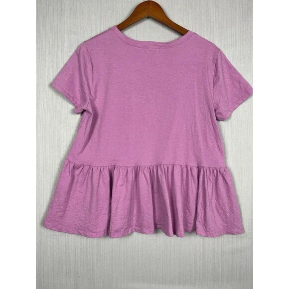 Soul Cake Ruffle Peplum Tee Women's L Soul Cake USA Stretch Cotton Coquette - Picture 5 of 8